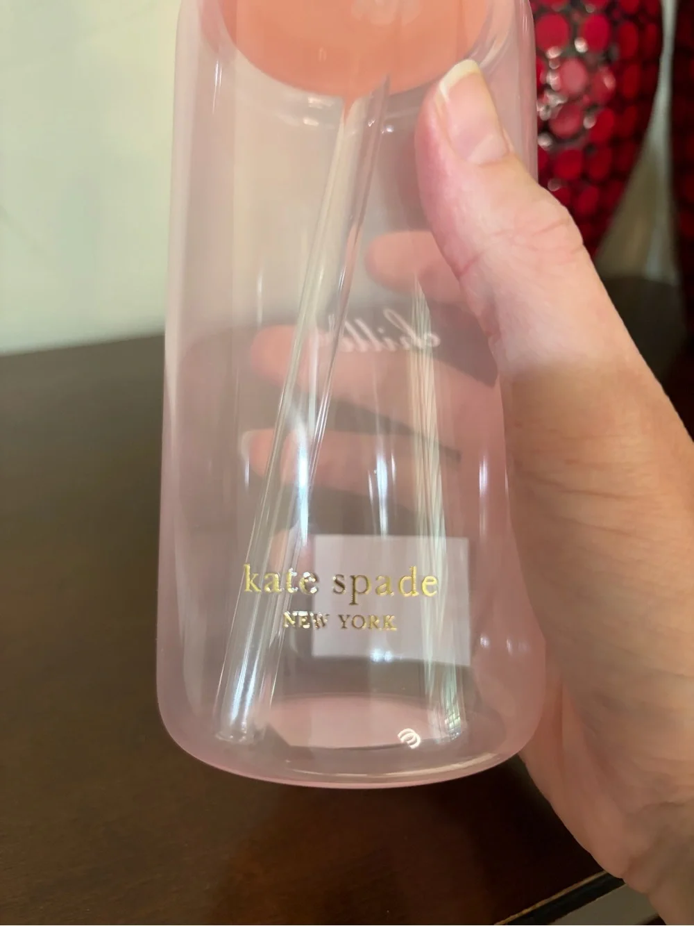 kate spade Pink 'Chilled' 20 oz Glass Tumbler with Straw